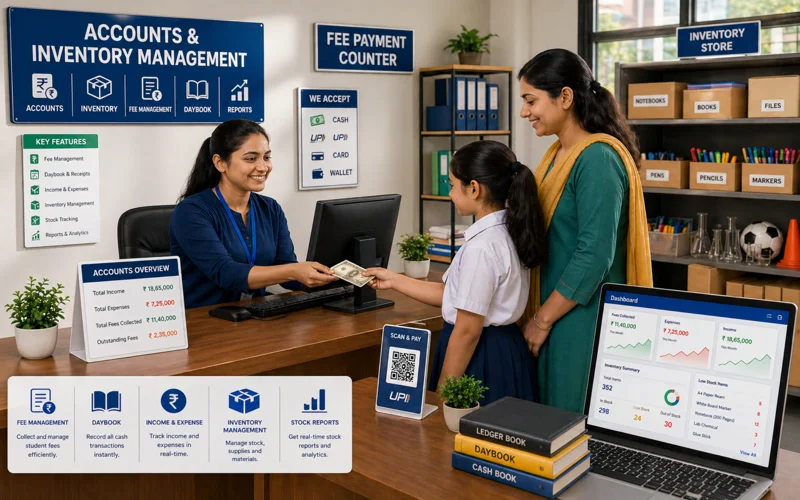 Accounts and inventory module — institute ERP Alpha Edusoft Lite