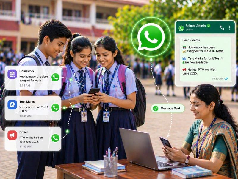 WhatsApp notices and messaging for schools — Alpha Edusoft Lite ERP